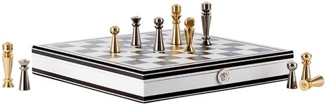 Black Barocco Checkers & Chess Set by Versace .